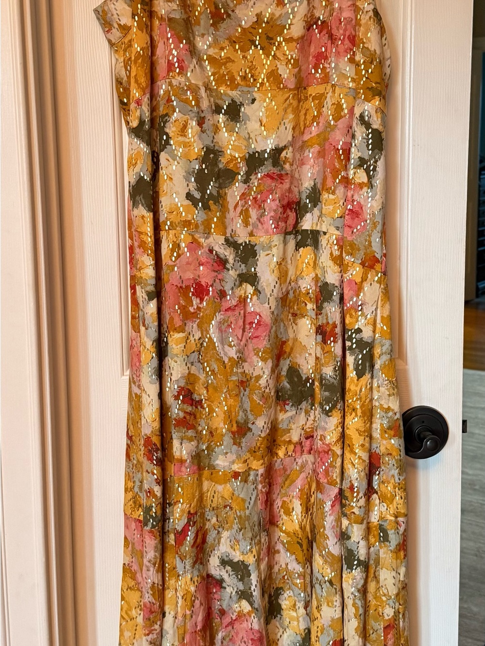 MSK Floral Maxi Dress in Pink, Mustard & Olive